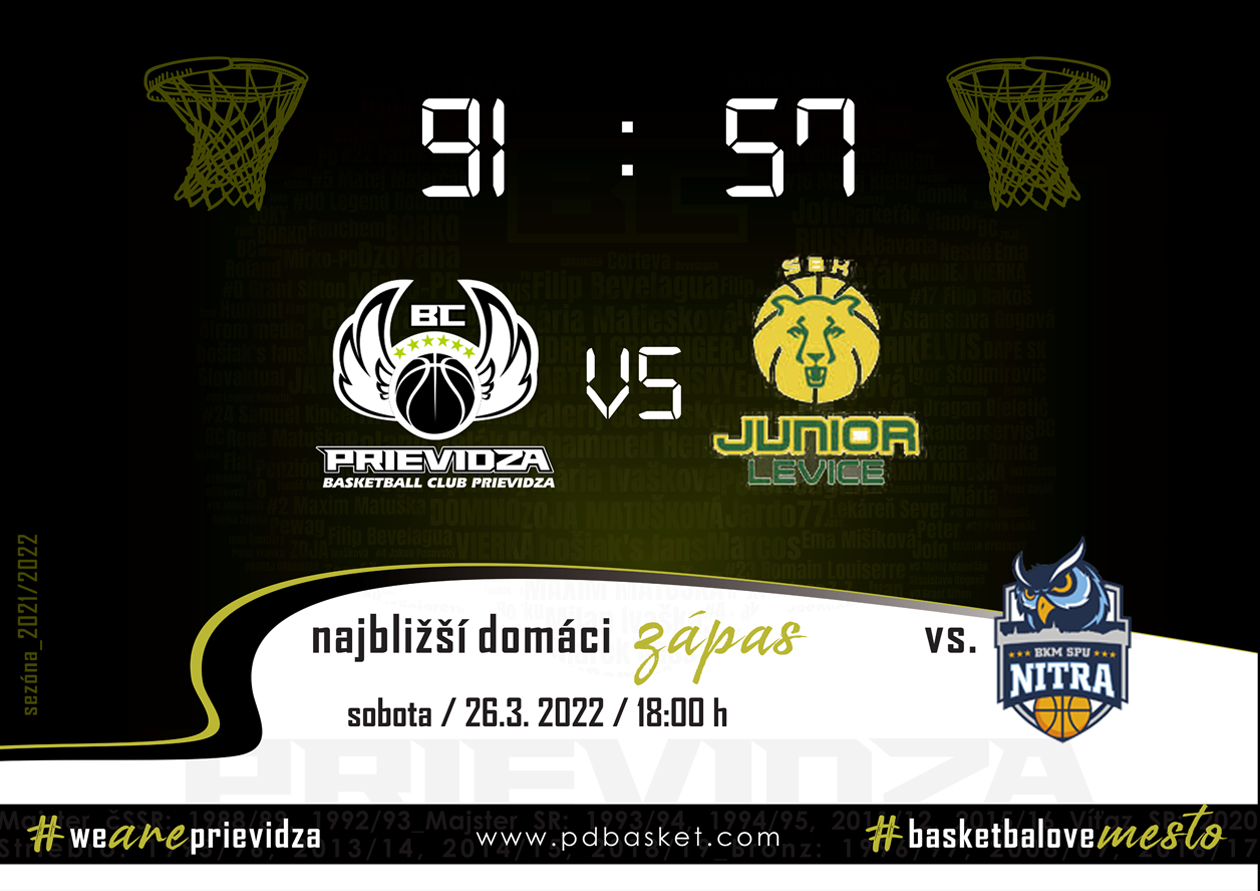 Úspešný vstup do baráže (BC Prievidza - ŠBK Junior Patrioti Levice U23 91:57)